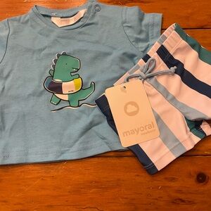 Mayoral Blue and Green Dinosaur Baby Swim set
